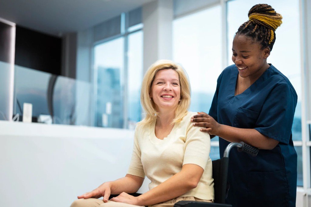 Infinity Comfort Care carer supporting a client in Manchester